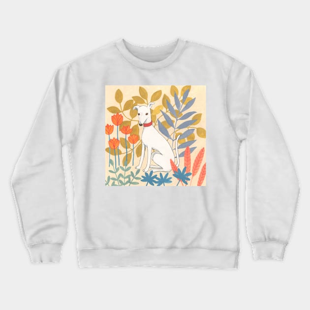 Lurcher in a garden Crewneck Sweatshirt by AlisonKolesar